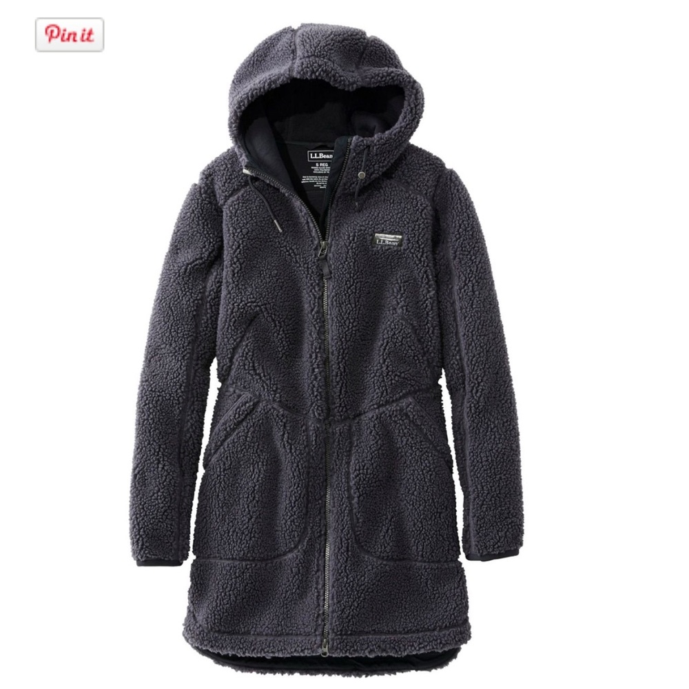 LL BEAN FLEECE  Women's Mountain Pile Fleece Coat alloy grey Sz SM